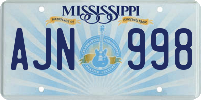 MS license plate AJN998
