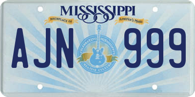 MS license plate AJN999