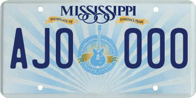 MS license plate AJO000