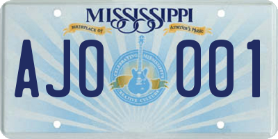 MS license plate AJO001