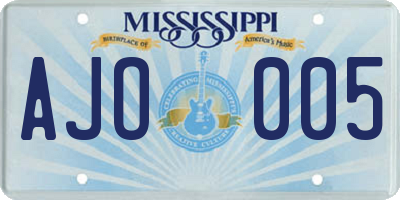 MS license plate AJO005