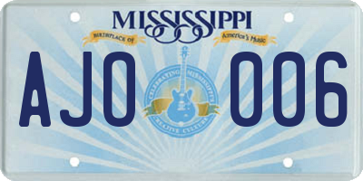 MS license plate AJO006