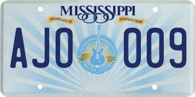 MS license plate AJO009