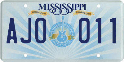 MS license plate AJO011