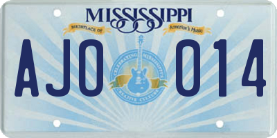 MS license plate AJO014