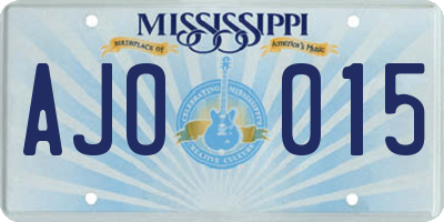 MS license plate AJO015