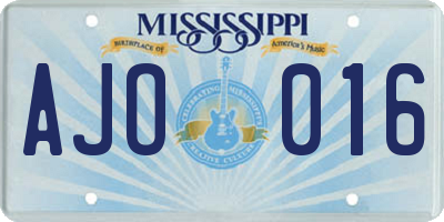 MS license plate AJO016