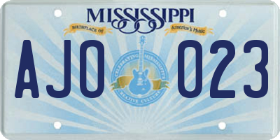 MS license plate AJO023