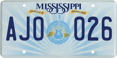 MS license plate AJO026
