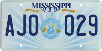 MS license plate AJO029