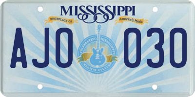 MS license plate AJO030