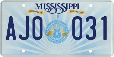 MS license plate AJO031
