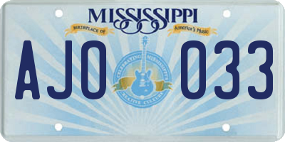 MS license plate AJO033