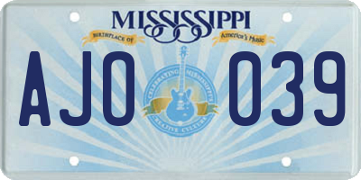 MS license plate AJO039