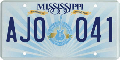 MS license plate AJO041
