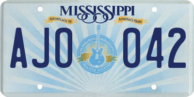 MS license plate AJO042
