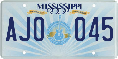 MS license plate AJO045