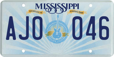 MS license plate AJO046