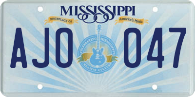 MS license plate AJO047