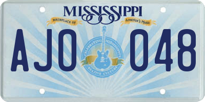 MS license plate AJO048