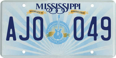 MS license plate AJO049