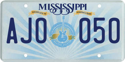 MS license plate AJO050