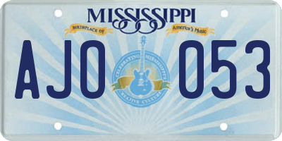 MS license plate AJO053