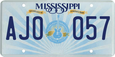 MS license plate AJO057