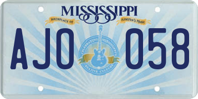 MS license plate AJO058