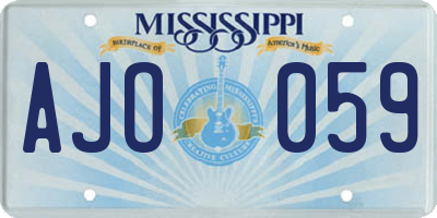 MS license plate AJO059