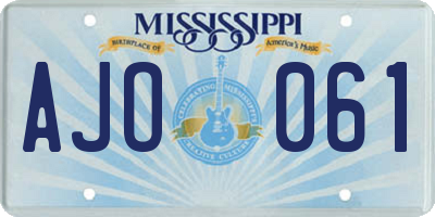 MS license plate AJO061