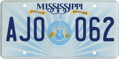 MS license plate AJO062
