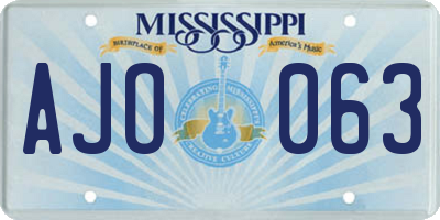 MS license plate AJO063