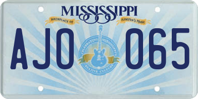 MS license plate AJO065