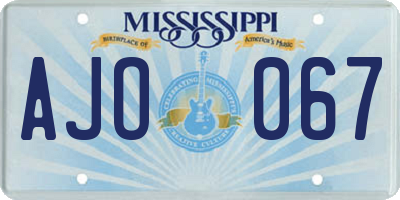 MS license plate AJO067