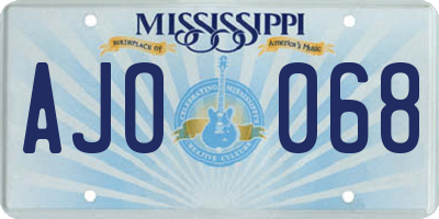 MS license plate AJO068
