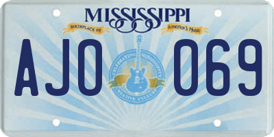 MS license plate AJO069