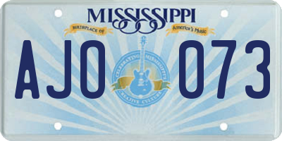 MS license plate AJO073