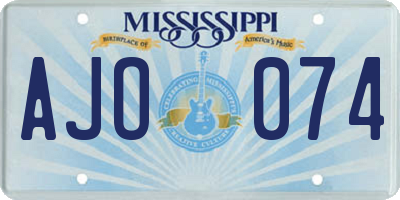 MS license plate AJO074