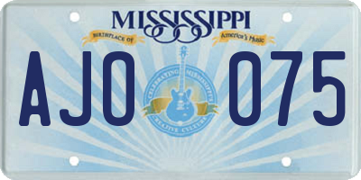 MS license plate AJO075