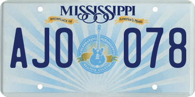 MS license plate AJO078