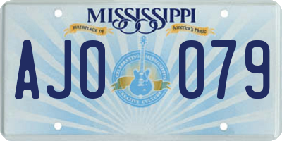 MS license plate AJO079