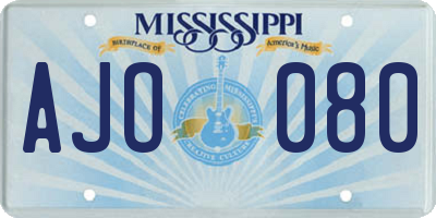 MS license plate AJO080