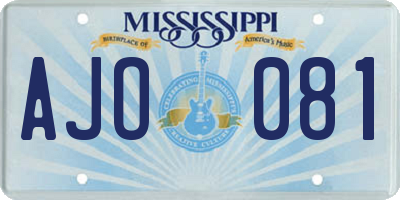MS license plate AJO081