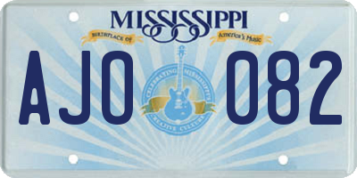 MS license plate AJO082