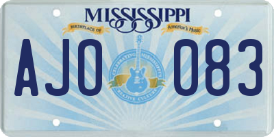 MS license plate AJO083
