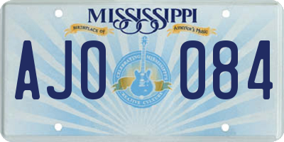 MS license plate AJO084