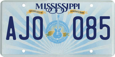 MS license plate AJO085