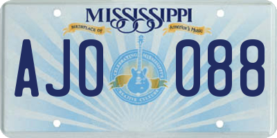 MS license plate AJO088