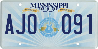 MS license plate AJO091